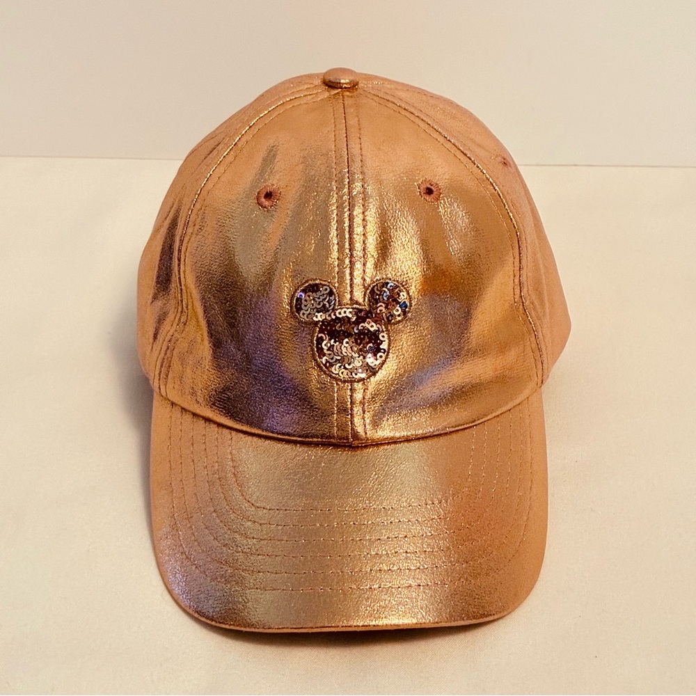 Disney Parks Mickey Mouse Rose Gold Sequin Baseball Cap Adult Size - Picture 2 of 9